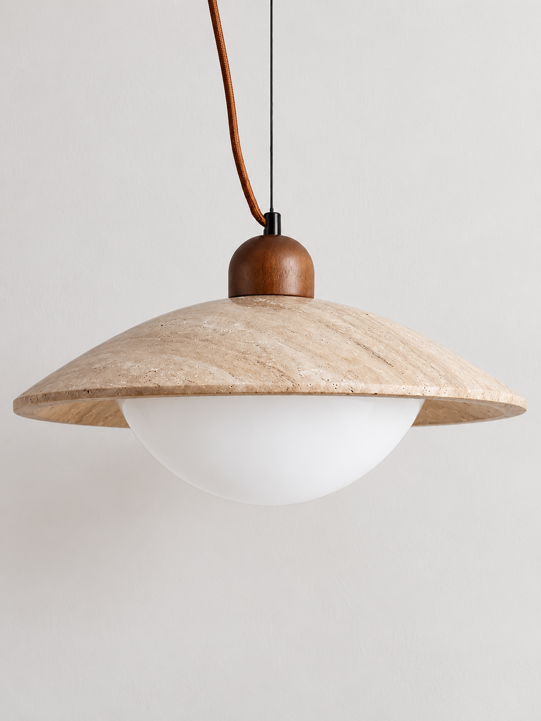 Unlit pendant with wood cap and suspension detail — 60039-P40