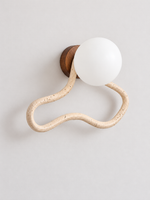 Travertine Loop Glass Globe Wall Sconce 60682, unlit – image 1