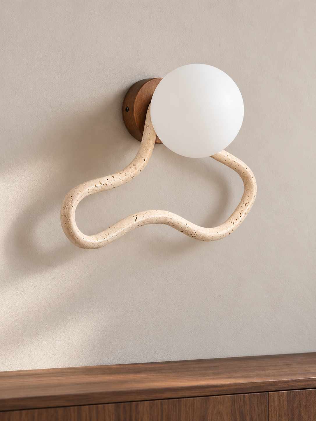 Travertine Loop Glass Globe Wall Sconce 60682, unlit – image 4
