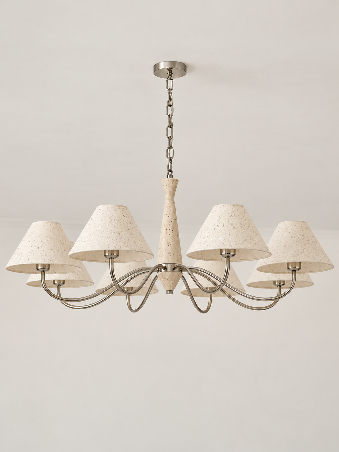 Travertine and Rice Paper Shade Chandelier — product view