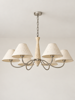 Travertine and Rice Paper Shade Chandelier — product view