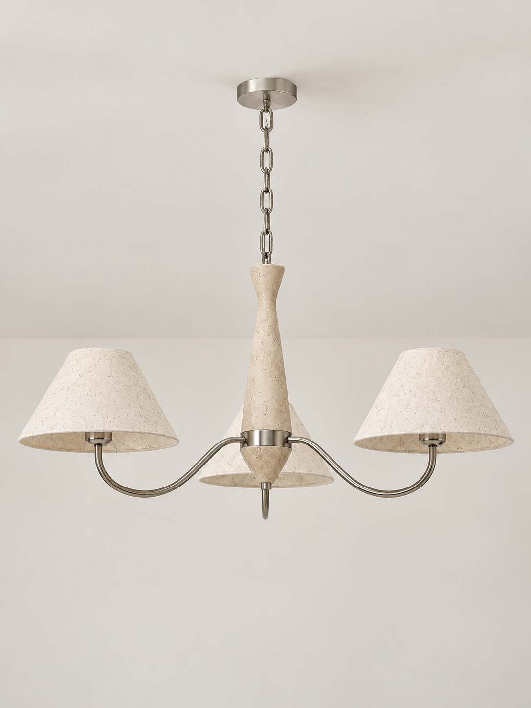 Travertine and Rice Paper Shade Chandelier — product view