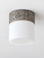 Travertine and Glass Cylinder Ceiling Light, Silver Gray Travertine, shown unlit — image 4