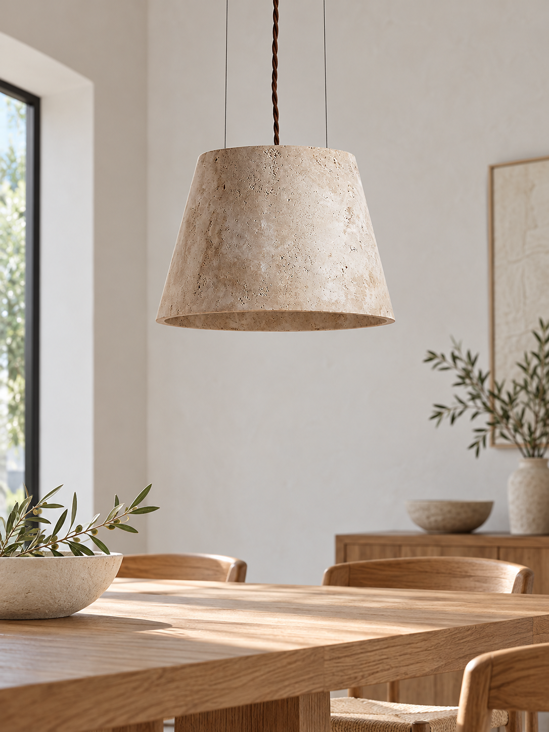 Travertine Cone Pendant Light — 01_hero