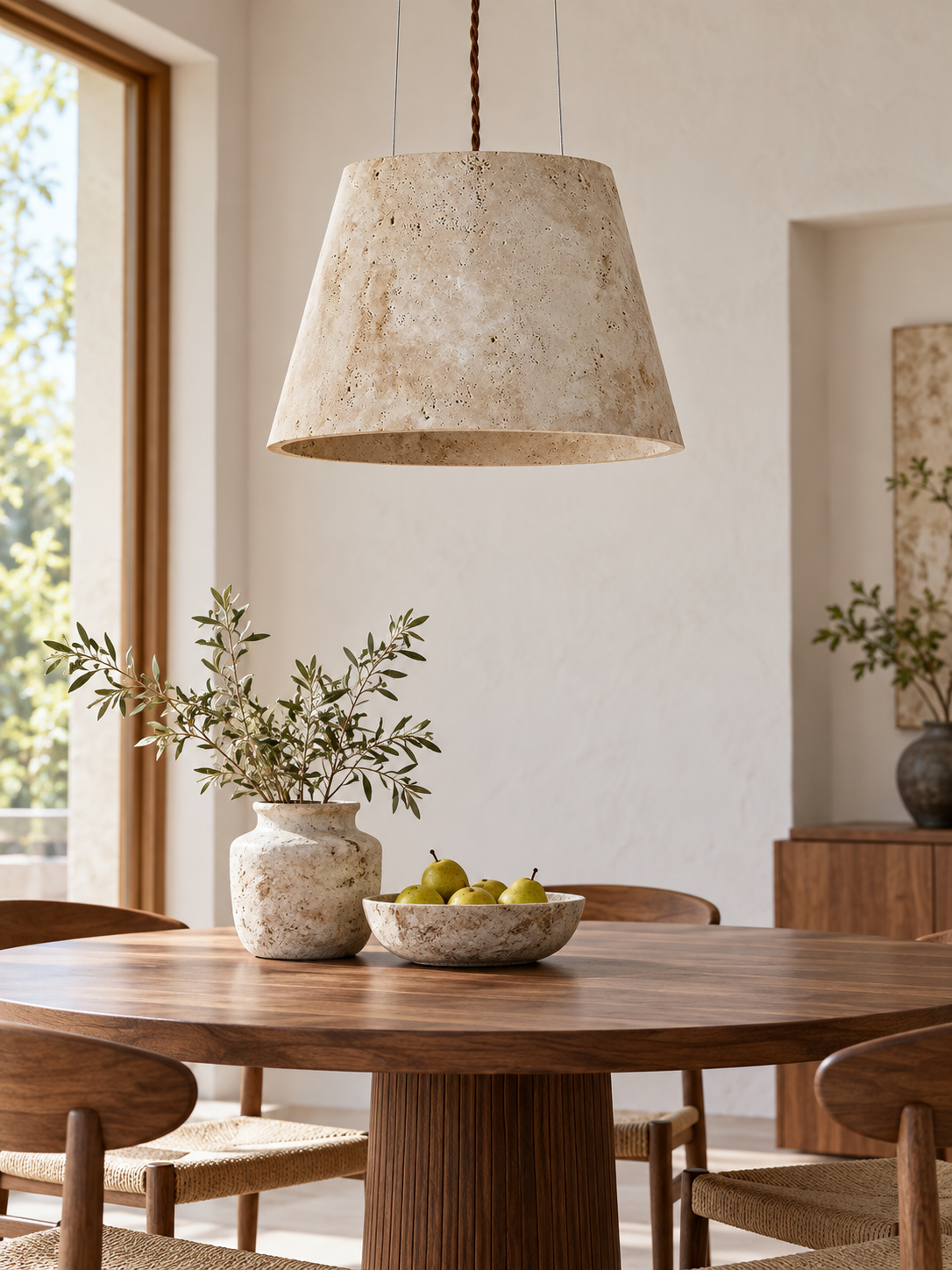 Travertine Cone Pendant Light — 05_lifestyle