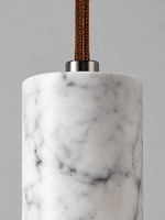 White Marble Tube Pendant with Wood Canopy — product view