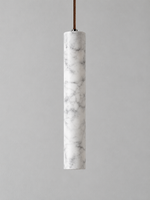White Marble Tube Pendant with Wood Canopy — product view