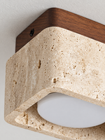 Travertine Block Ceiling Spotlights with Wood Mount — product view