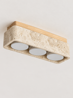 Travertine Block Ceiling Spotlights with Wood Mount — product view