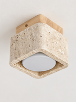 Travertine Block Ceiling Spotlights with Wood Mount — product view
