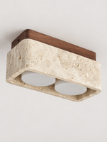 Travertine Block Ceiling Spotlights with Wood Mount — product view