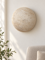 Round Travertine Dome Wall Sconce, off-white travertine, shown unlit – image 6