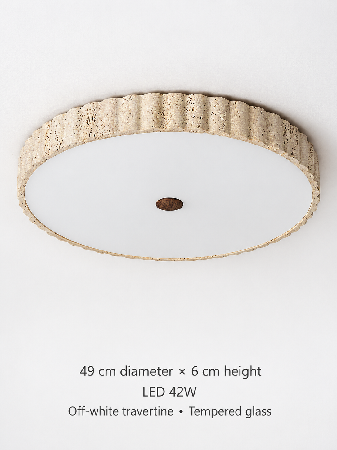 Fluted Travertine Ceiling Light 60581, shown unlit – image 5