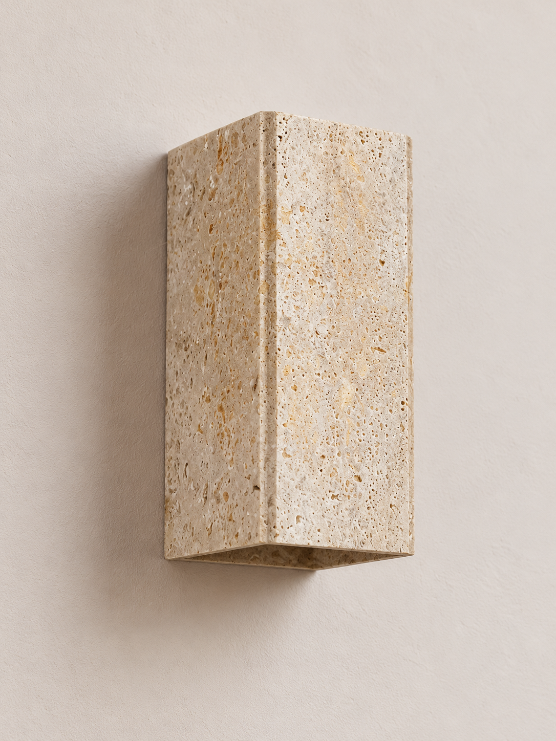 Travertine Block Wall Sconce, A form, unlit – image 3