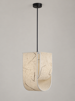 Textured Rice Paper Pendant Light W30173, shown unlit – image 4