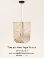 Textured Rice Paper Pendant Light W30173, shown unlit – image 5