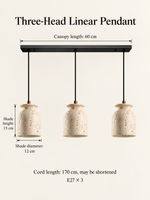 Three-head linear pendant dimensions, lights off — model 60780