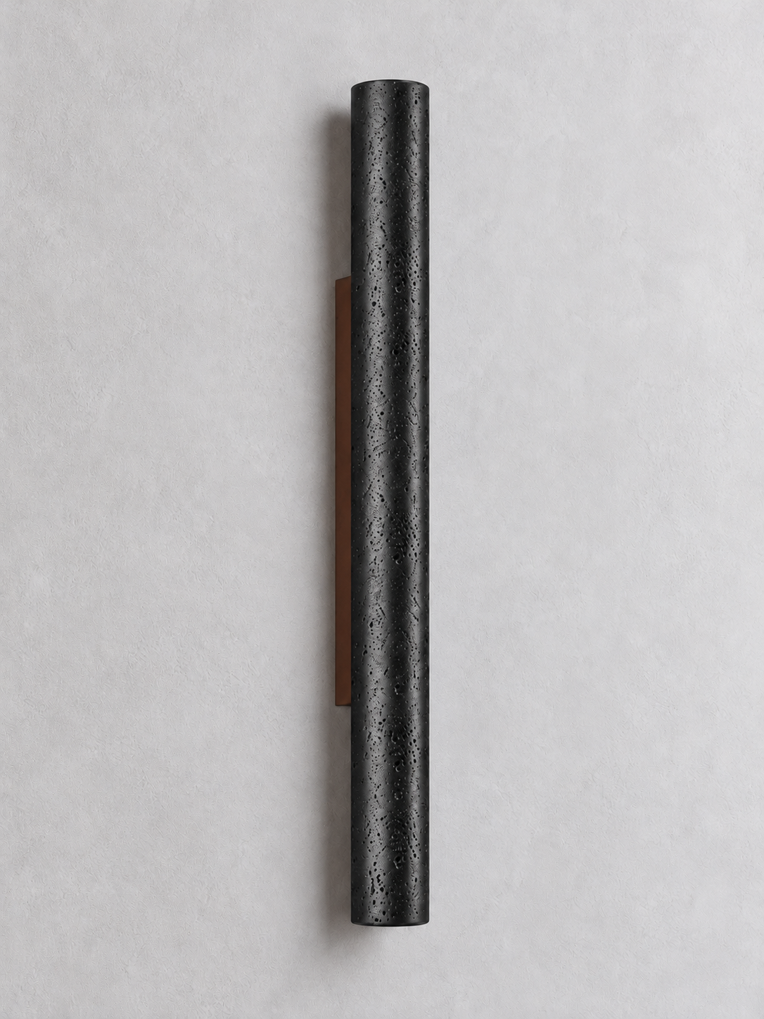 Black Travertine Cylinder Wall Sconce, unlit – image 1