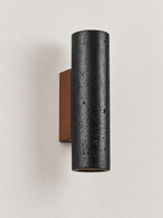 Black Travertine Cylinder Wall Sconce, unlit – image 3