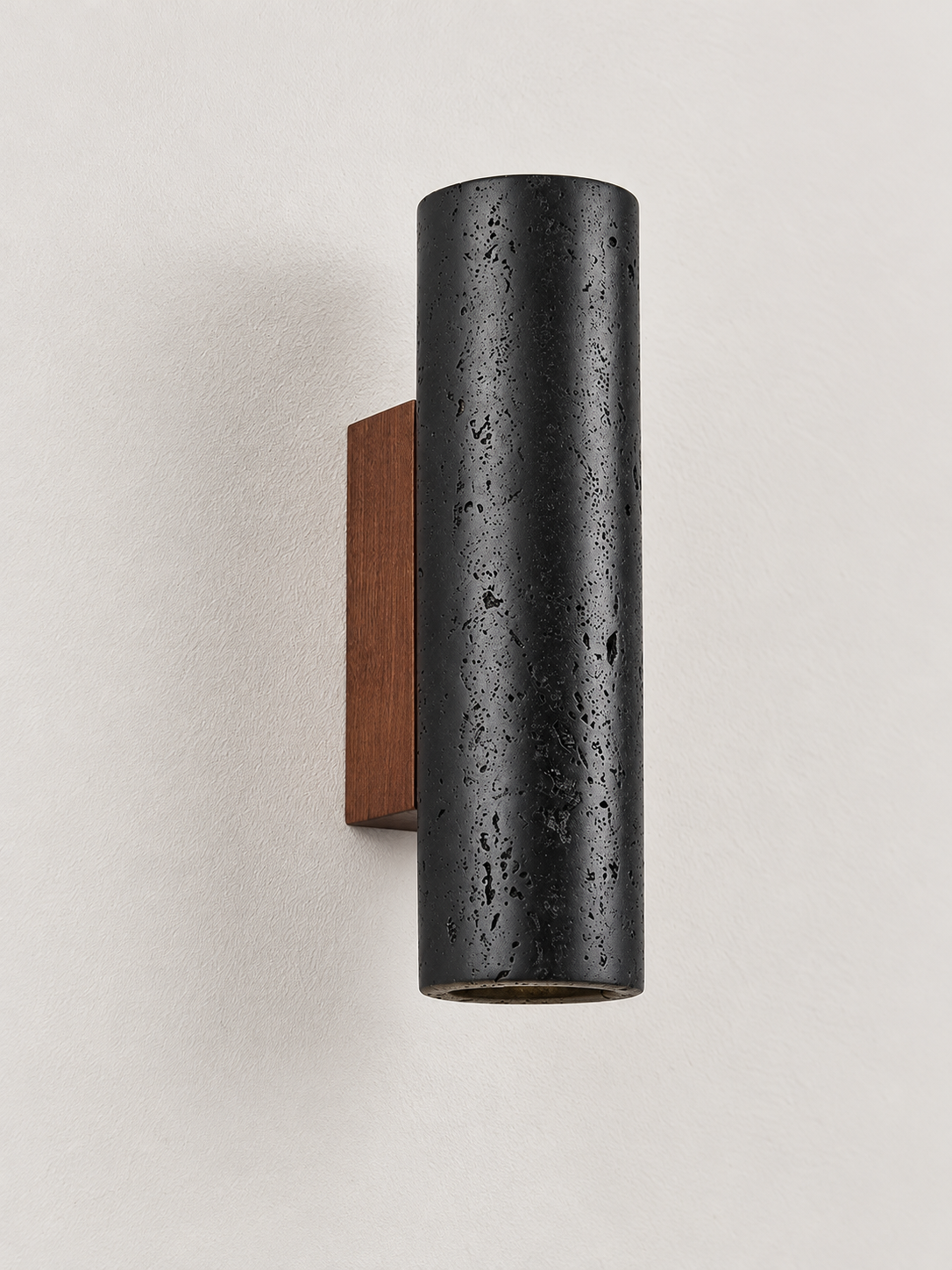 Black Travertine Cylinder Wall Sconce, unlit – image 3