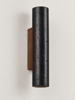Black Travertine Cylinder Wall Sconce, unlit – image 4