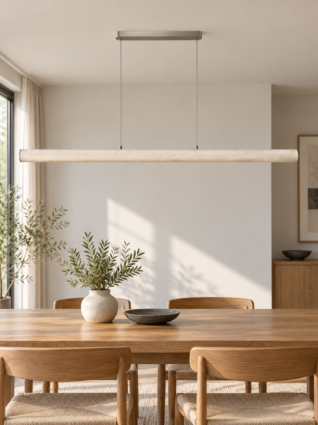 Linear Rice Paper LED Pendant — product view