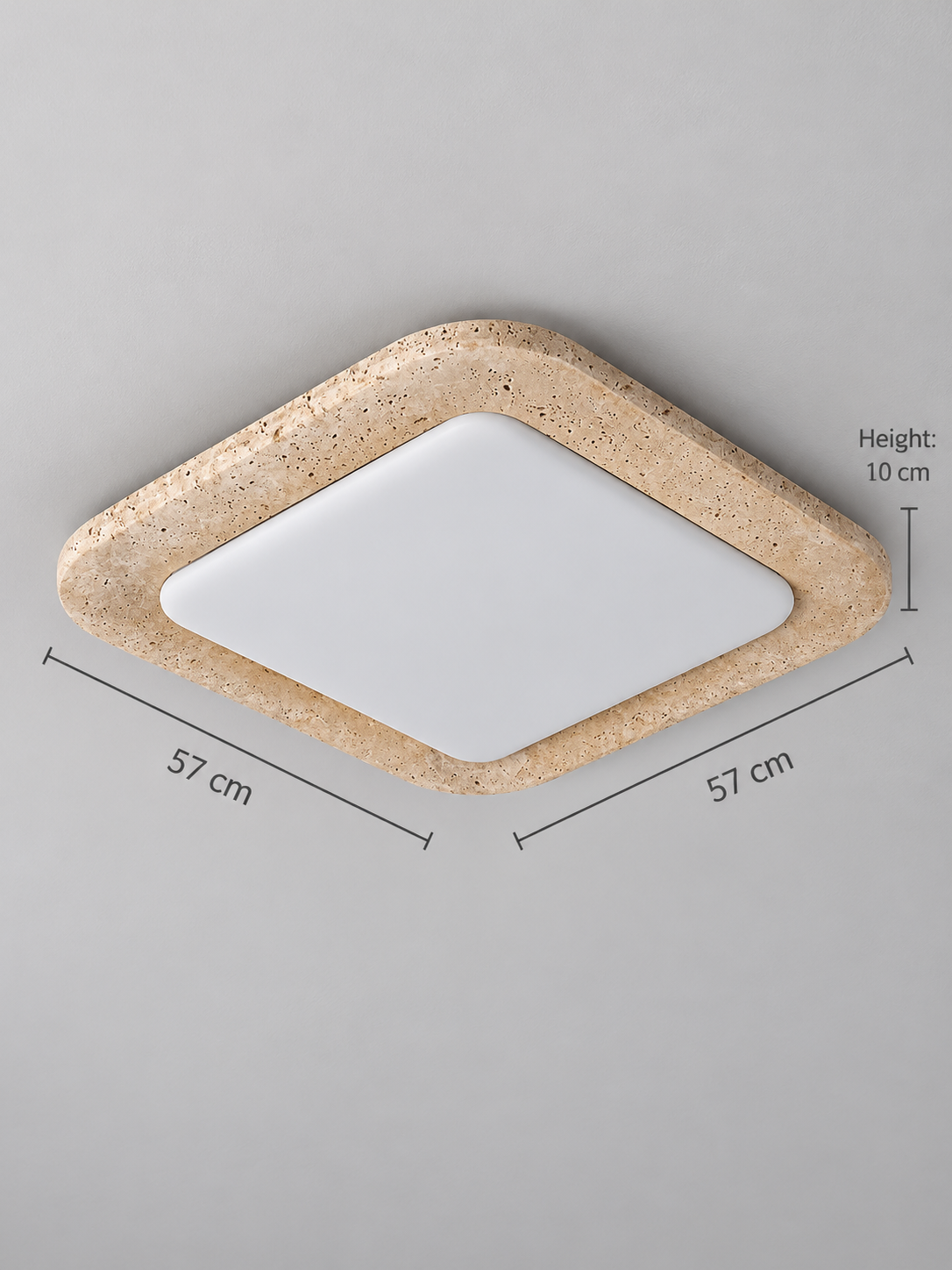 Rounded Square Travertine LED Ceiling Light — product view
