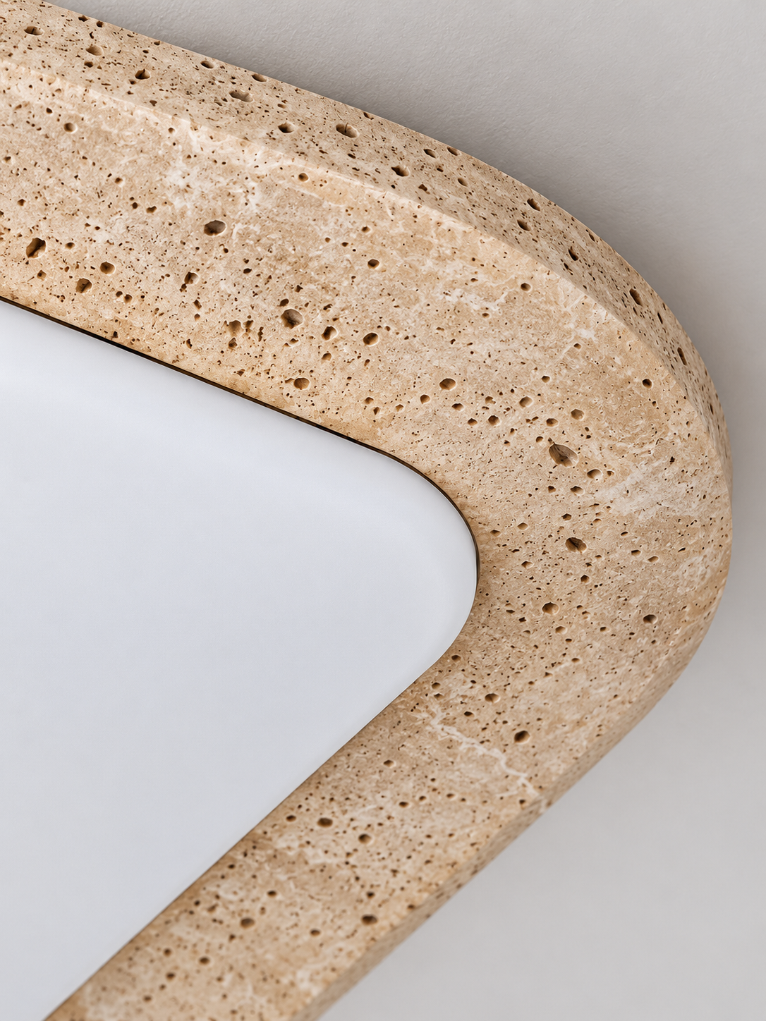 Rounded Square Travertine LED Ceiling Light — product view