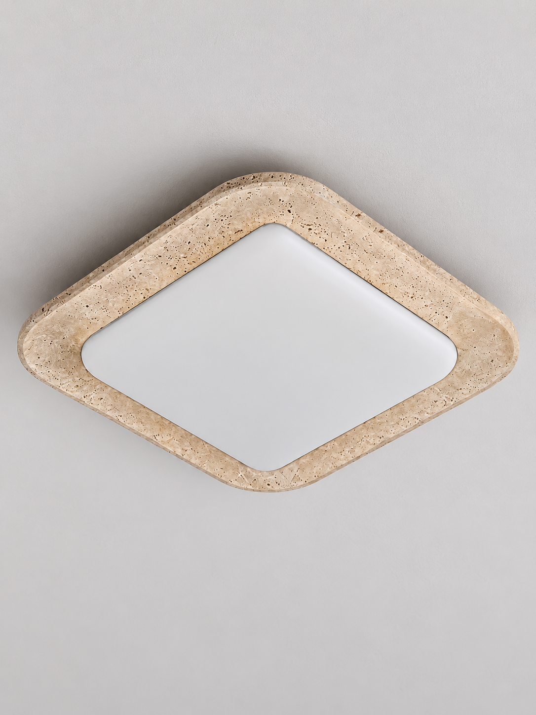 Rounded Square Travertine LED Ceiling Light — product view