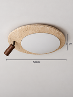 Travertine Ceiling Light with Wood Spotlight — product view