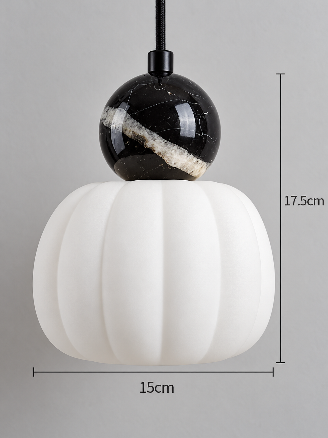 Marble and Sculpted Shade Pendant Light — Black pumpkin dimensions