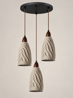 Sculpted Microcement and Wood Pendant — product view