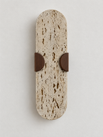 Perforated Travertine and Wood Wall Light — product view