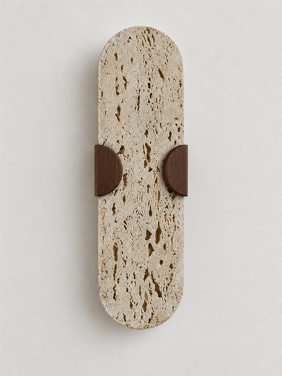 Perforated Travertine and Wood Wall Light — product view