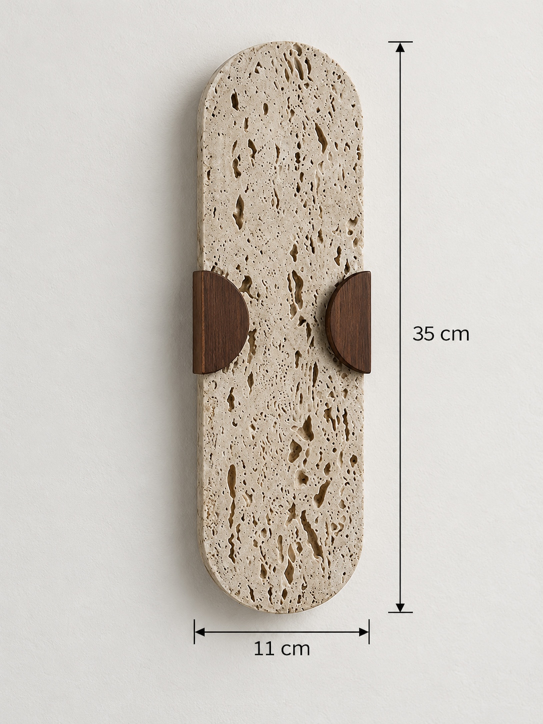 Perforated Travertine and Wood Wall Light — product view
