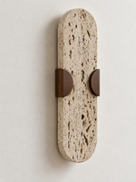 Perforated Travertine and Wood Wall Light — product view