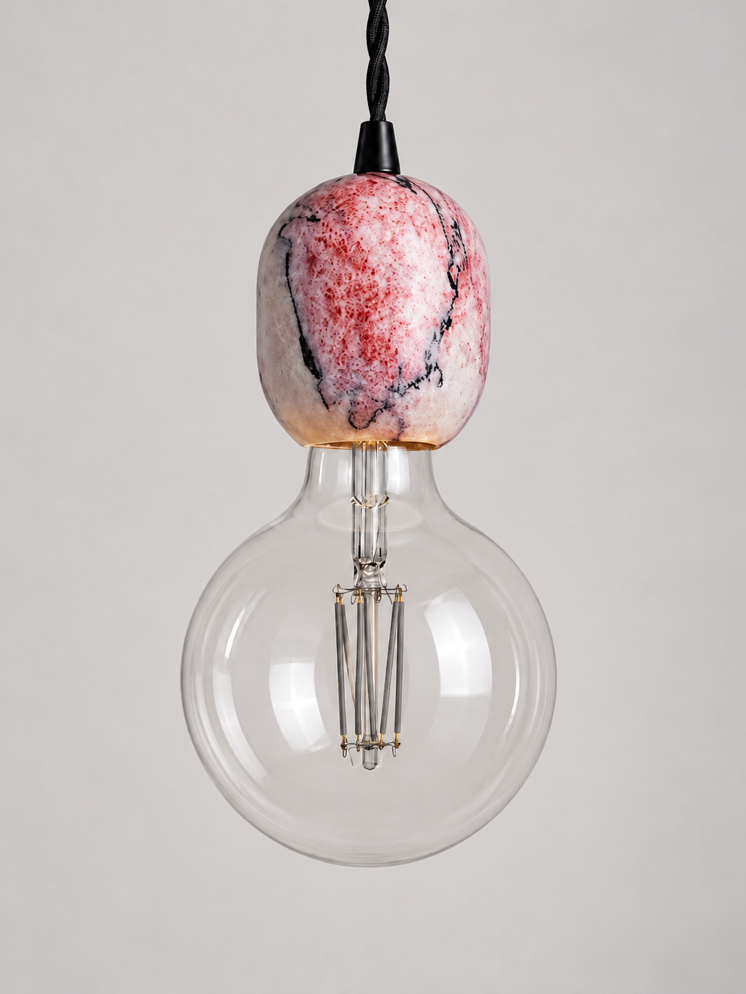Purple-Veined Stone Exposed-Bulb Pendant — product view