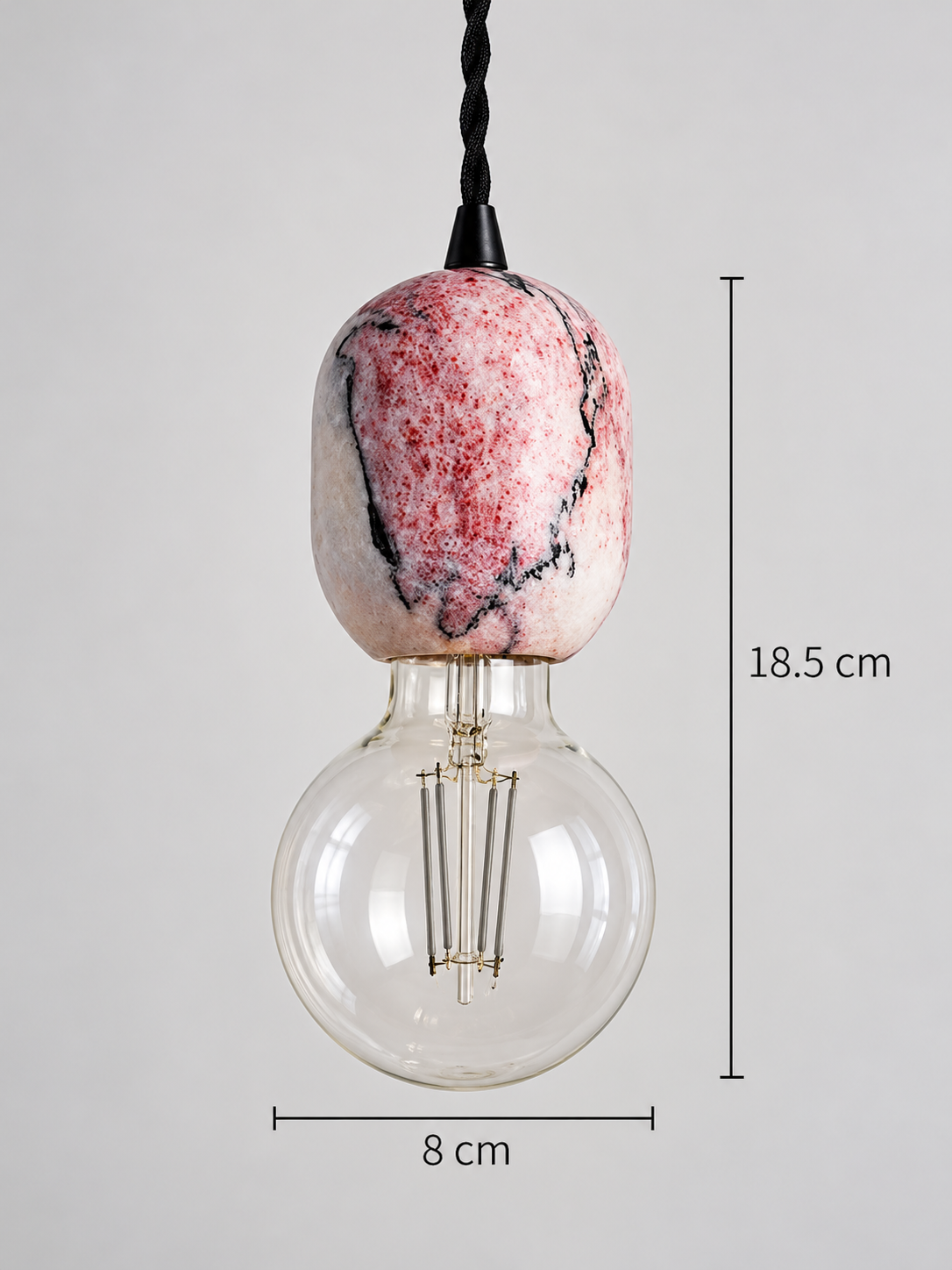 Purple-Veined Stone Exposed-Bulb Pendant — product view