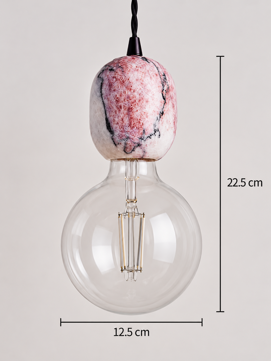 Purple-Veined Stone Exposed-Bulb Pendant — product view