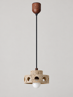 Perforated Travertine Drum Pendant Light — product view
