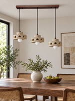 Perforated Travertine Drum Pendant Light — product view