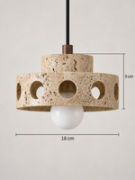 Perforated Travertine Drum Pendant Light — product view