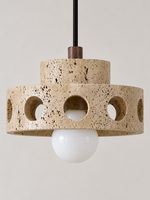 Perforated Travertine Drum Pendant Light — product view