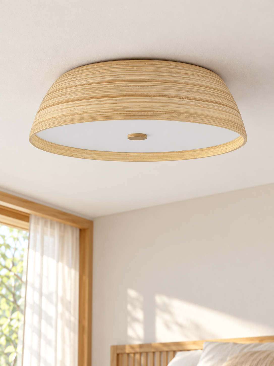 Bamboo Ceiling Light with Two Diffuser Styles — product view