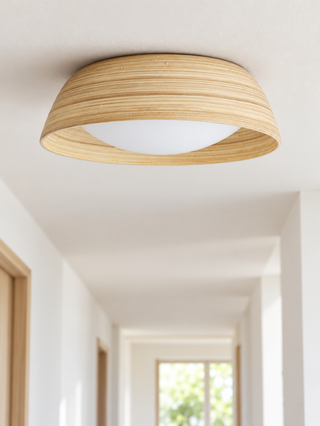 Bamboo Ceiling Light with Two Diffuser Styles — product view