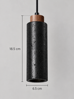Black Travertine Cylinder Pendant with Wood Accent — 03_dimensions