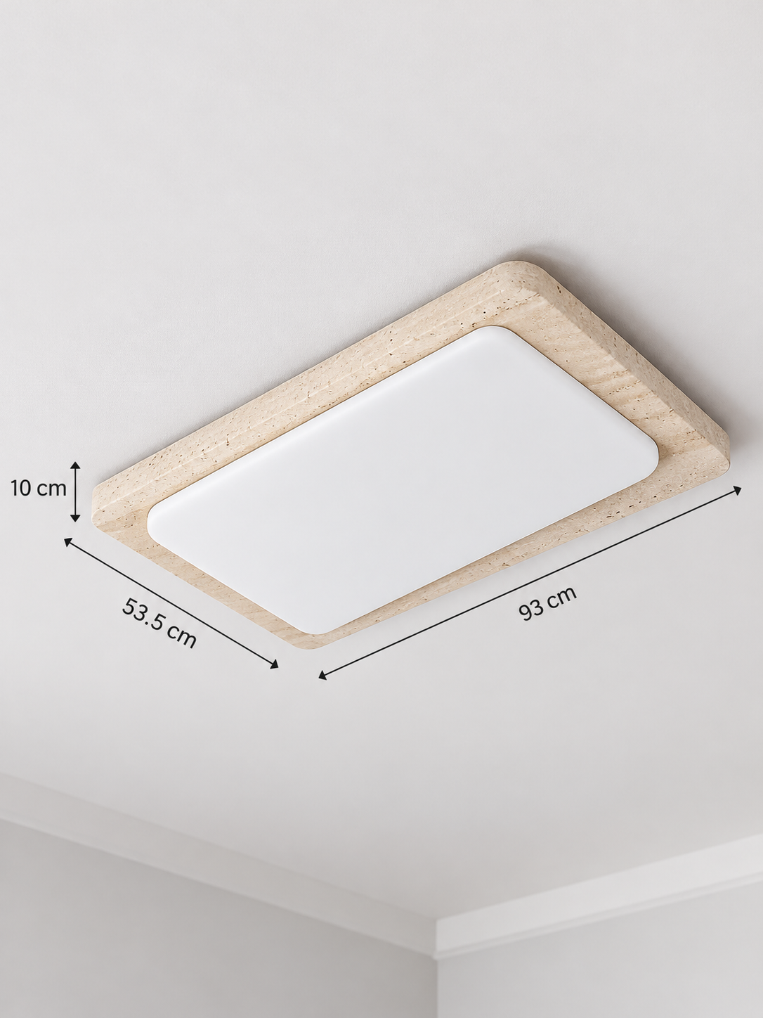 Rectangular Travertine Flush-Mount Ceiling Light — product view