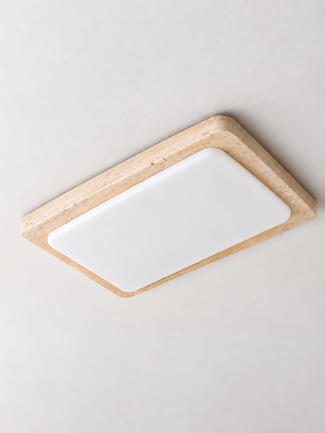 Rectangular Travertine Flush-Mount Ceiling Light — product view