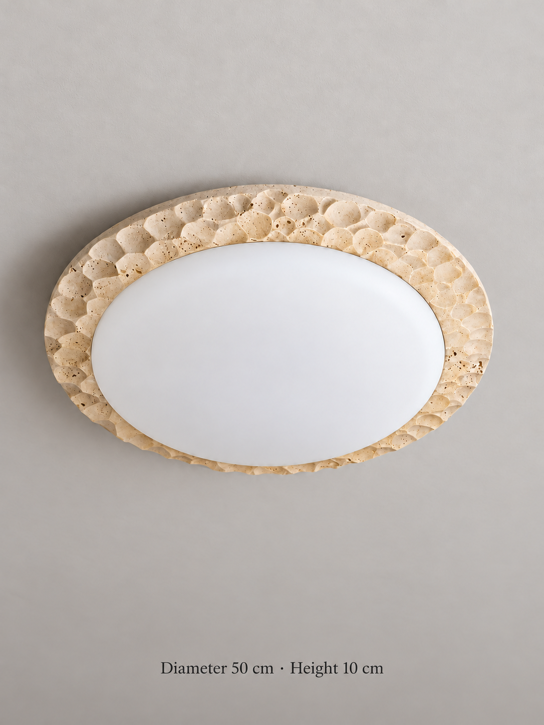 Carved Travertine Round Ceiling Light — product view