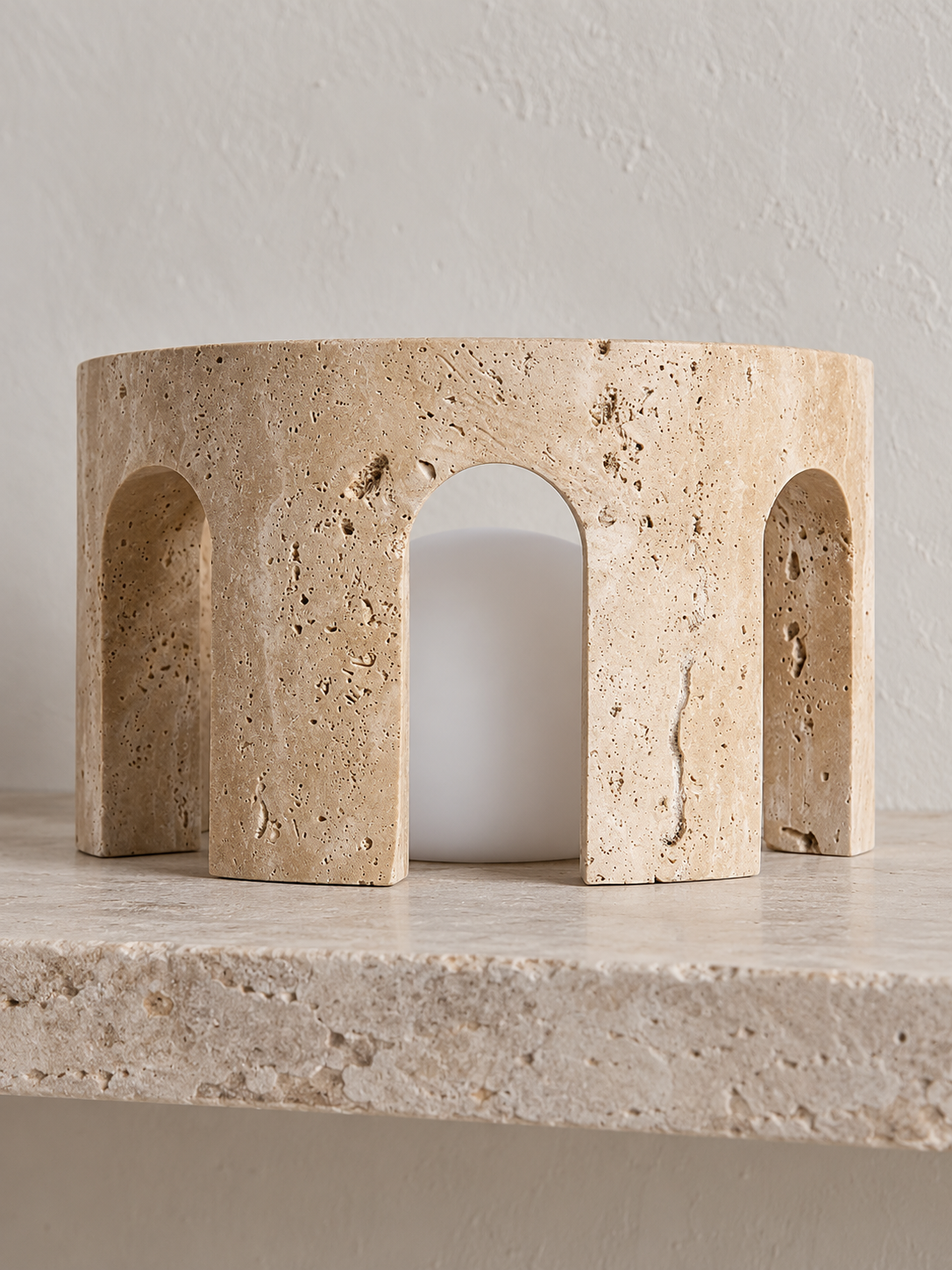 Arched Travertine Rechargeable Table Lamp — product view